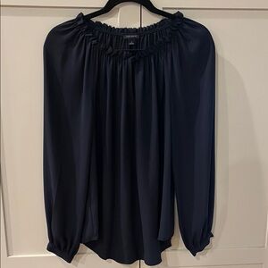 Ann Taylor Navy Blue Poet’s Blouse; Size S